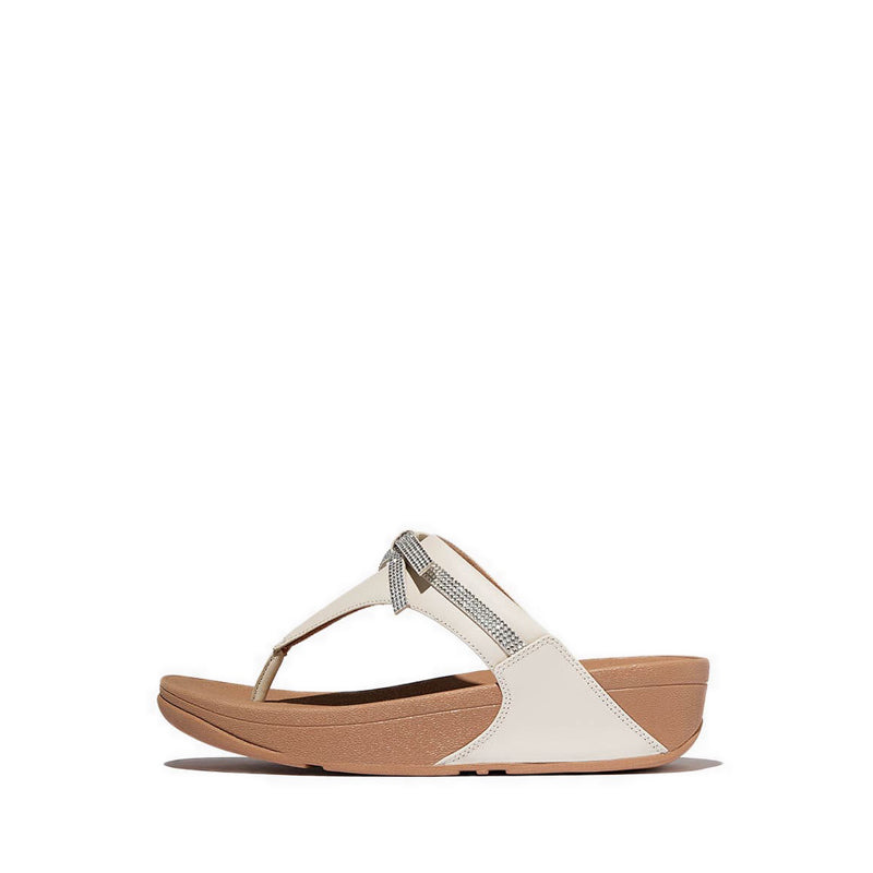 Glitz-Bow Leather Toe-Post Sandals