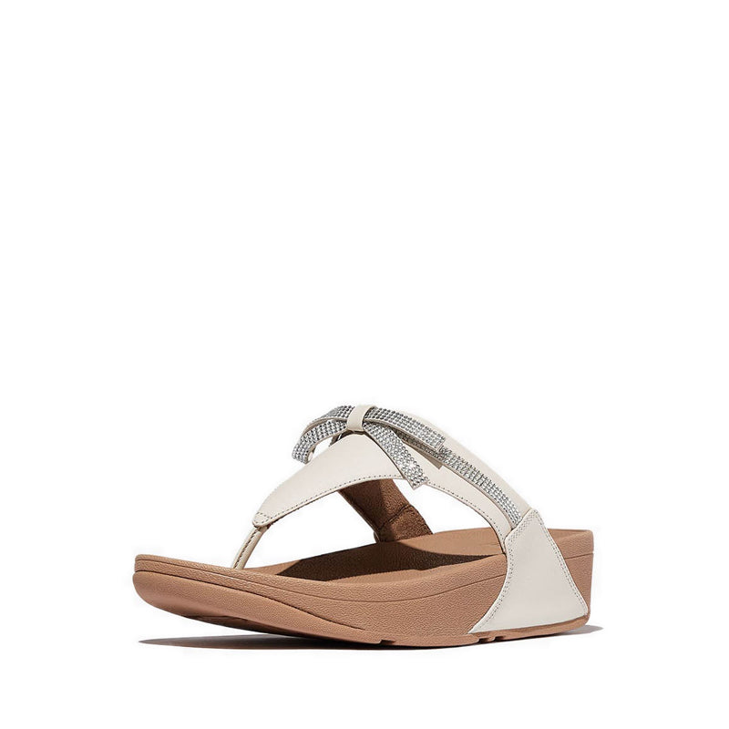 Glitz-Bow Leather Toe-Post Sandals