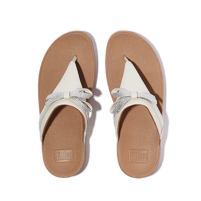 Glitz-Bow Leather Toe-Post Sandals