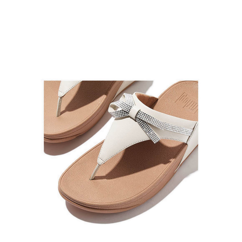 Glitz-Bow Leather Toe-Post Sandals