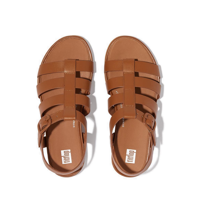 Rubber-Buckle Leather Fisherman Sandals