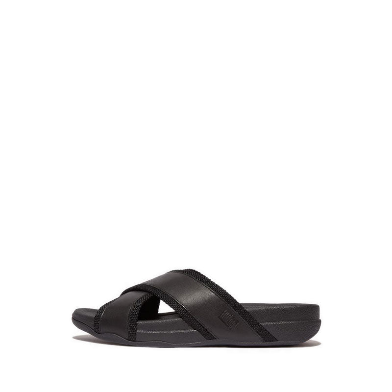 Mens Webbing/Leather Cross Slides – FitFlop Indonesia