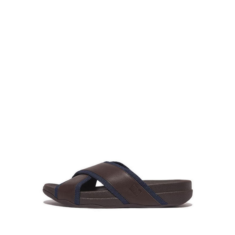 Mens Webbing/Leather Cross Slides – FitFlop Indonesia