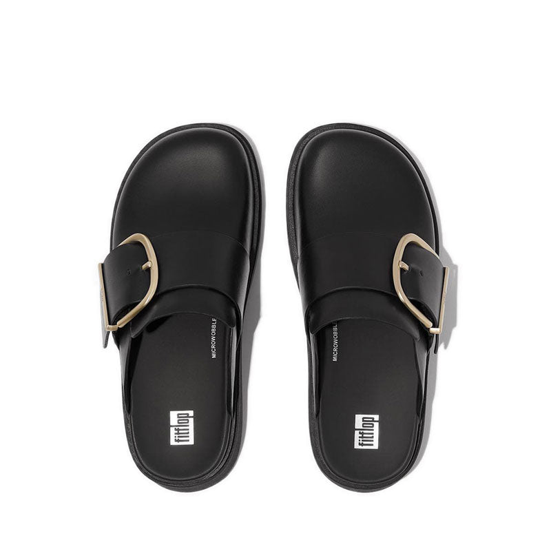 Maxi-Buckle Leather Mules