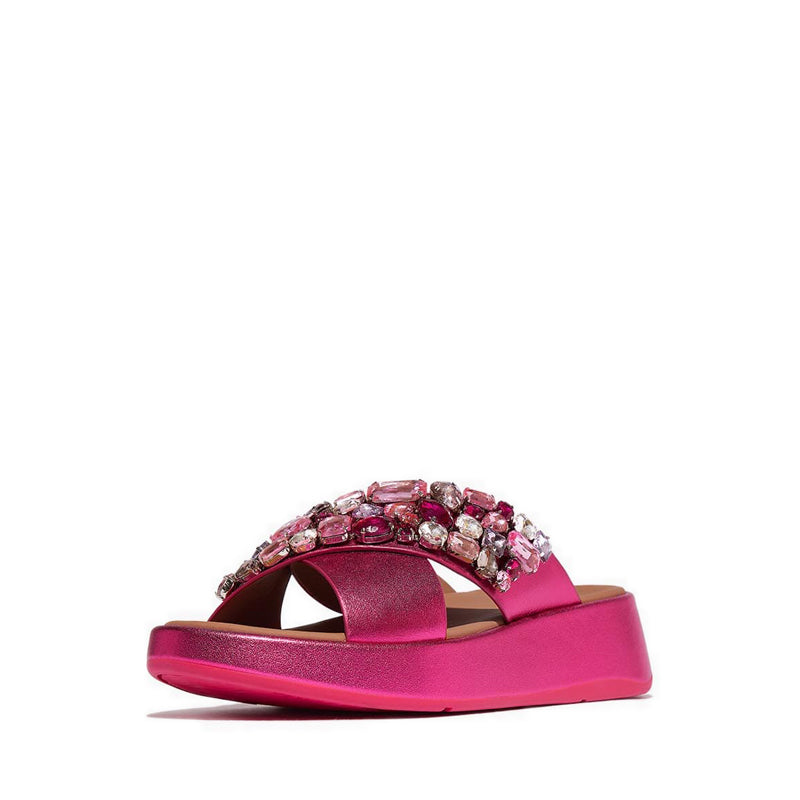 Leather Flatform Cross Slides