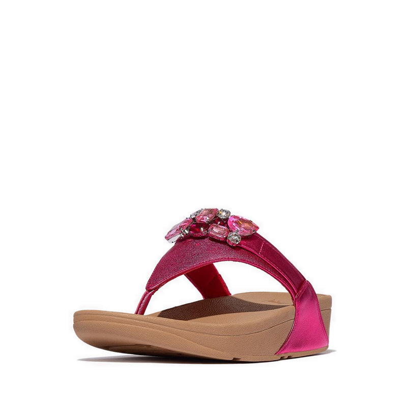 Jewel-Deluxe Metallic-Leather Toe-Thongs