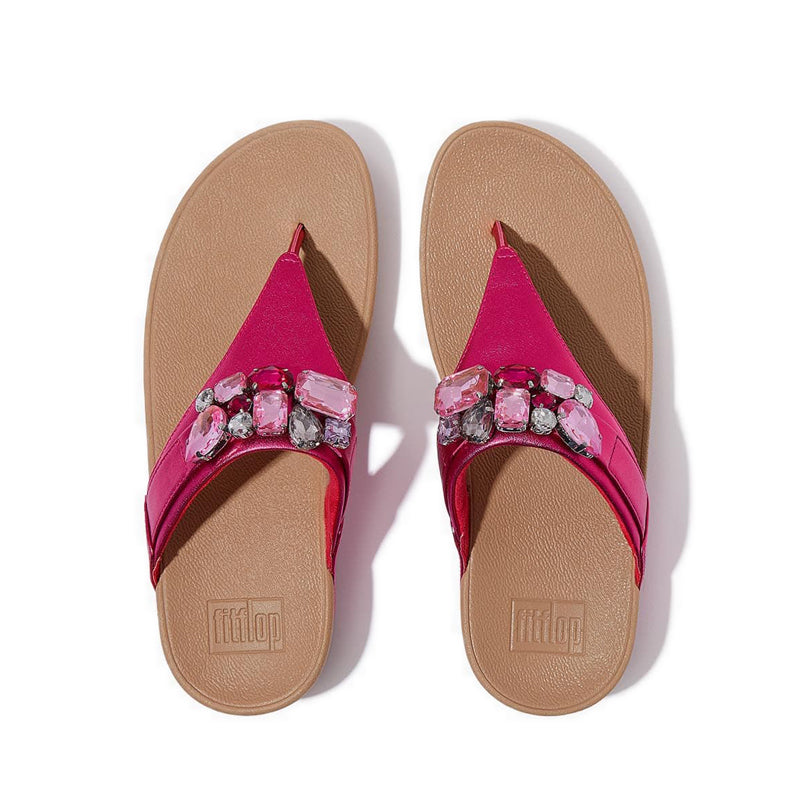 Jewel-Deluxe Metallic-Leather Toe-Thongs