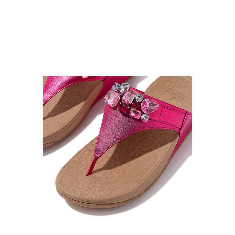 Jewel-Deluxe Metallic-Leather Toe-Thongs