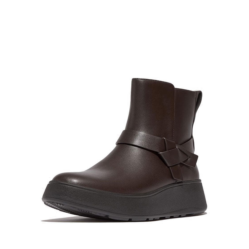 Folded-Knot Leather Flatform Chelsea Boots