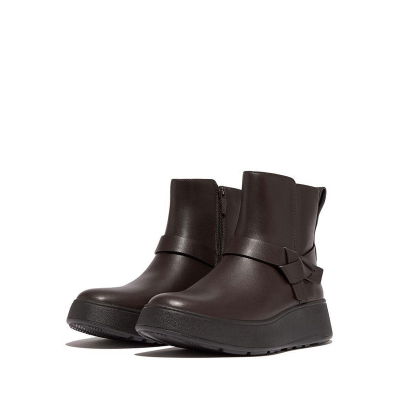 Folded-Knot Leather Flatform Chelsea Boots