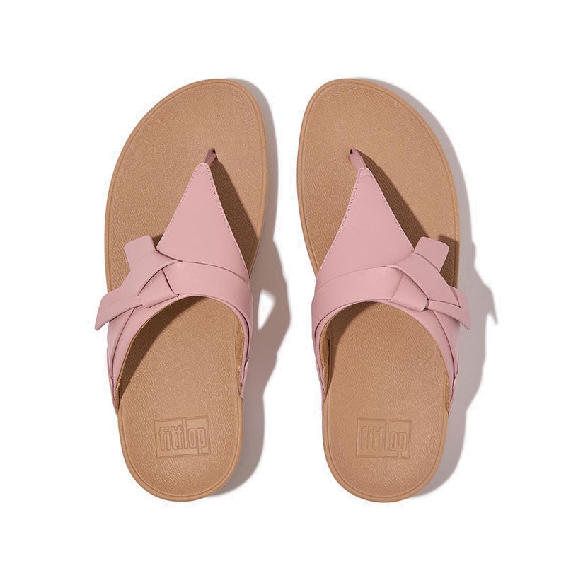 Folded-Knot Leather Toe-Post Sandals