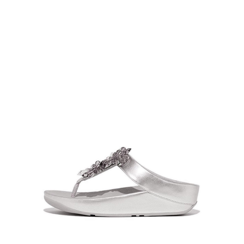 Starburst-Bead Metallic Toe-Post Sandals
