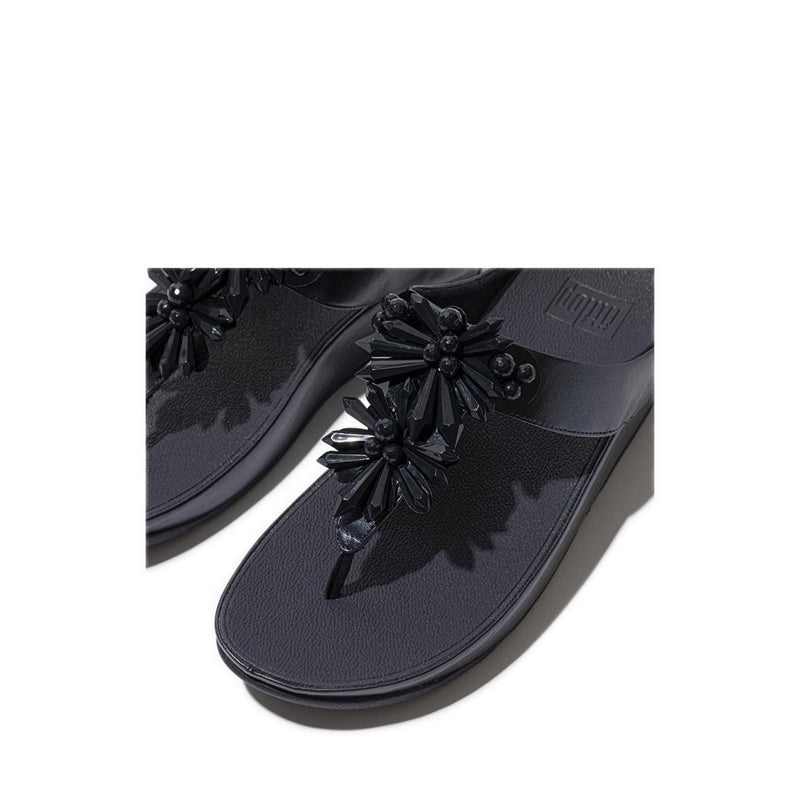Starburst-Bead Metallic Toe-Post Sandals