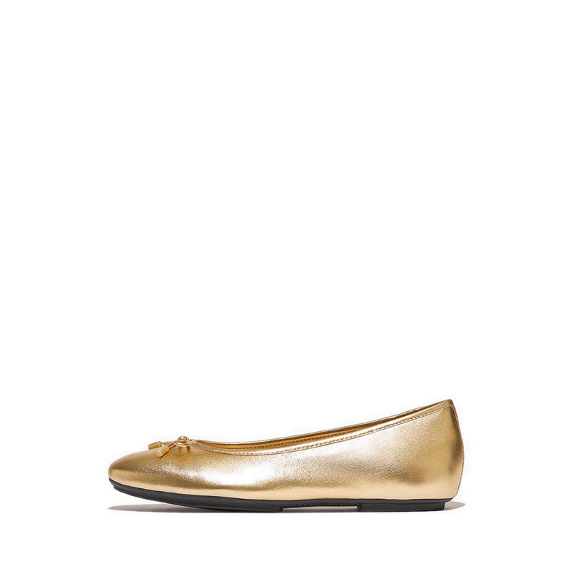 Bow Soft Metallic-Leather Ballet Flats