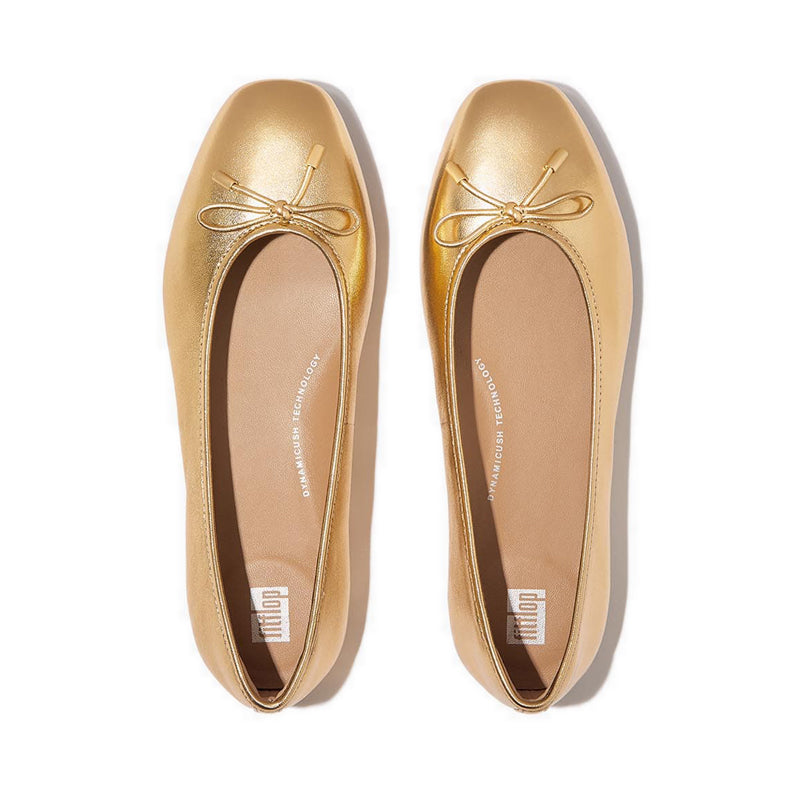 Bow Soft Metallic-Leather Ballet Flats