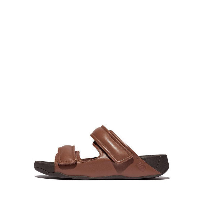 Mens Adjustable Padded-Leather Slides