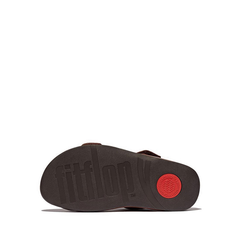 Mens Adjustable Padded-Leather Slides
