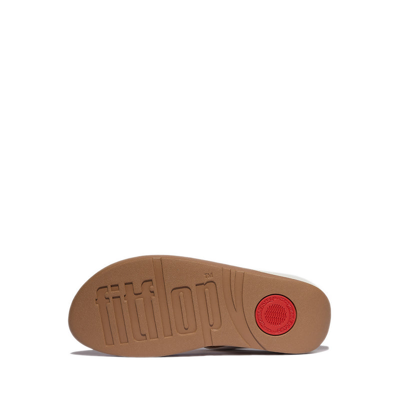 Gold-Trim Leather Toe-Post Sandals
