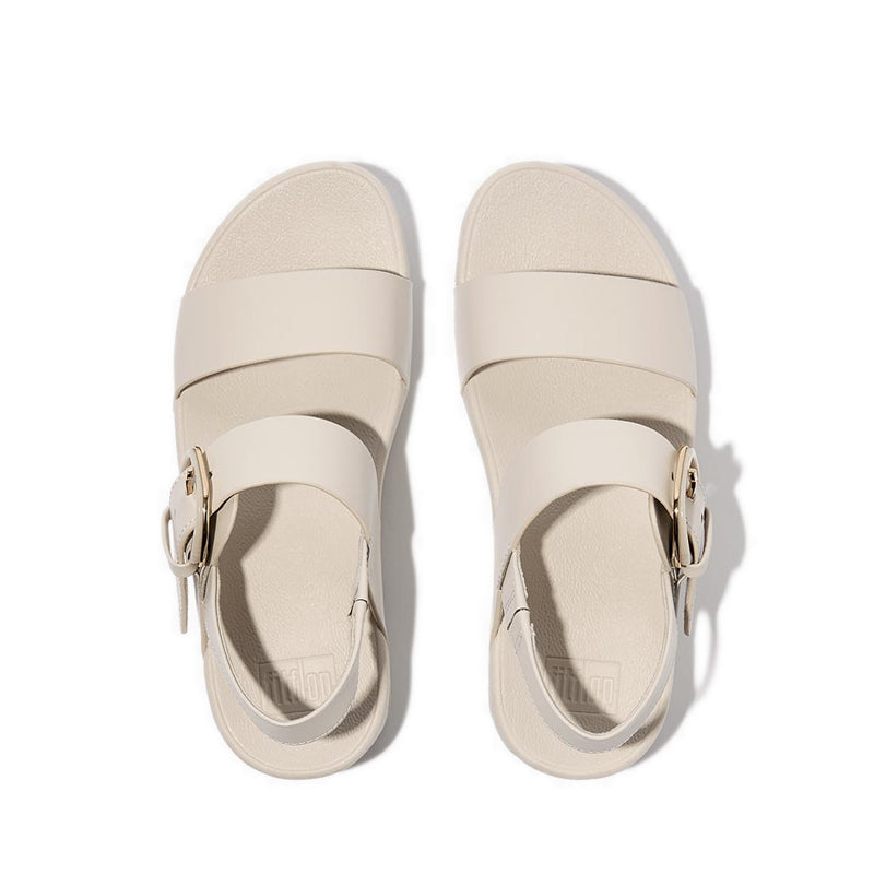 Resin-Buckle Leather Back-Strap Sandals
