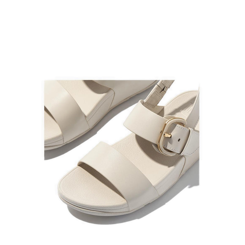 Resin-Buckle Leather Back-Strap Sandals