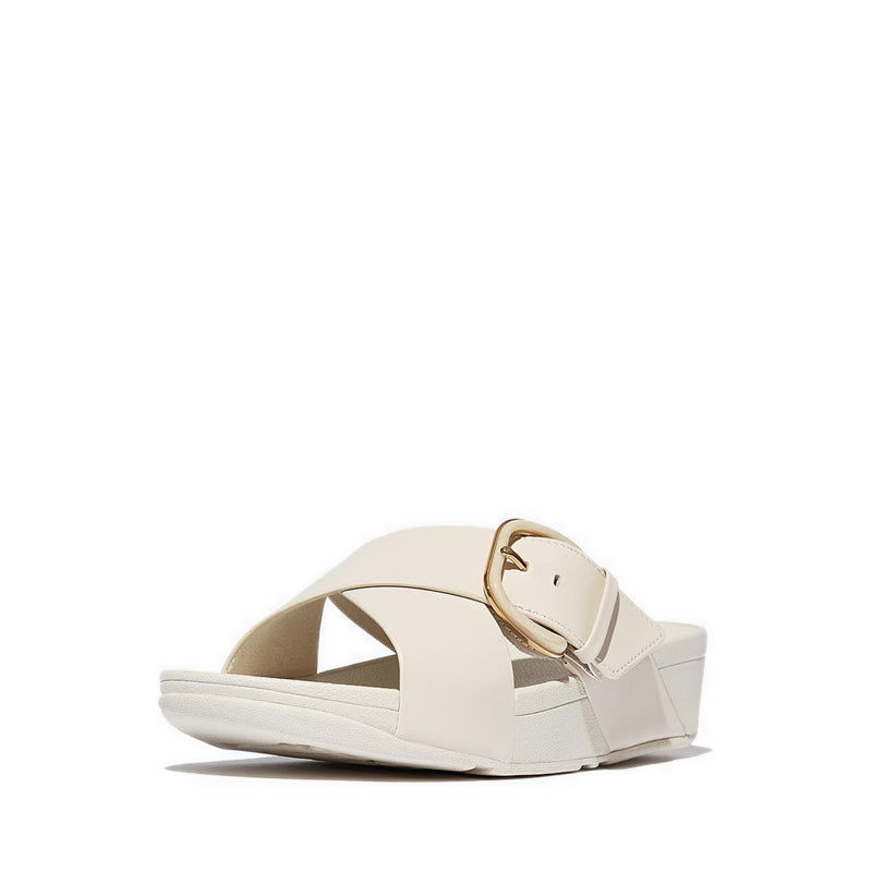 Resin-Buckle Leather Cross Slides