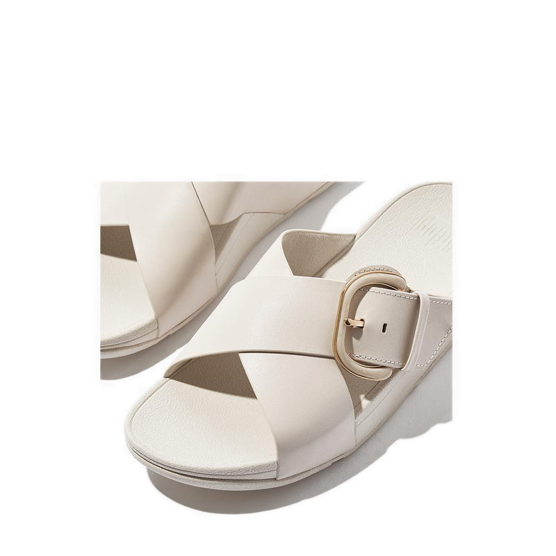 Resin-Buckle Leather Cross Slides