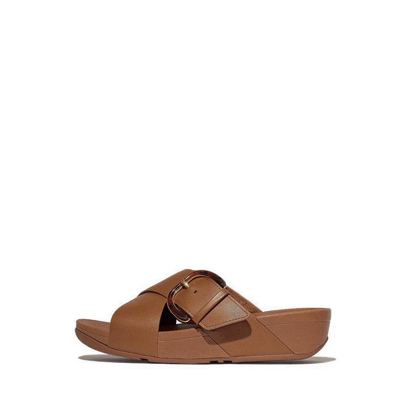 Resin-Buckle Leather Cross Slides