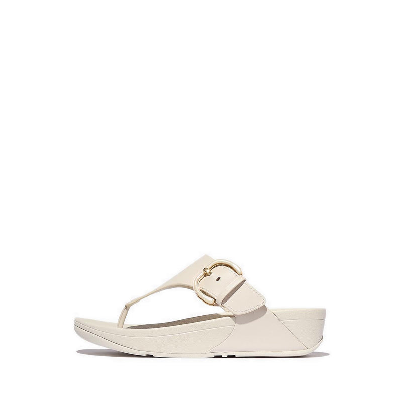 Resin-Buckle Leather Toe-Post Sandals