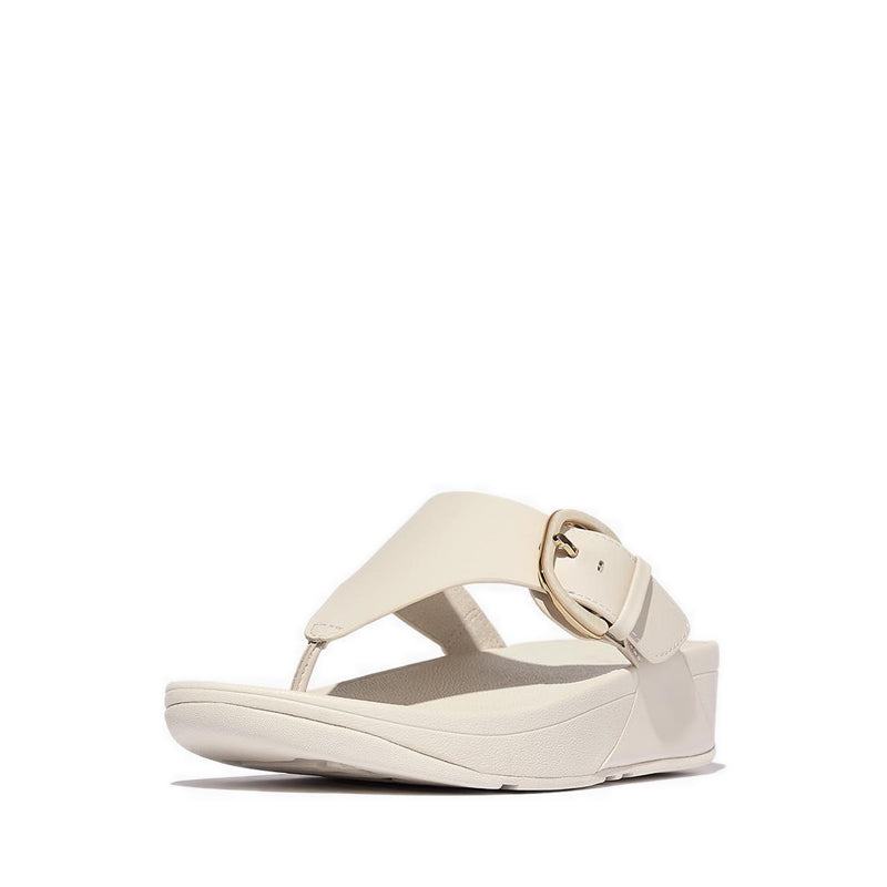 Resin-Buckle Leather Toe-Post Sandals