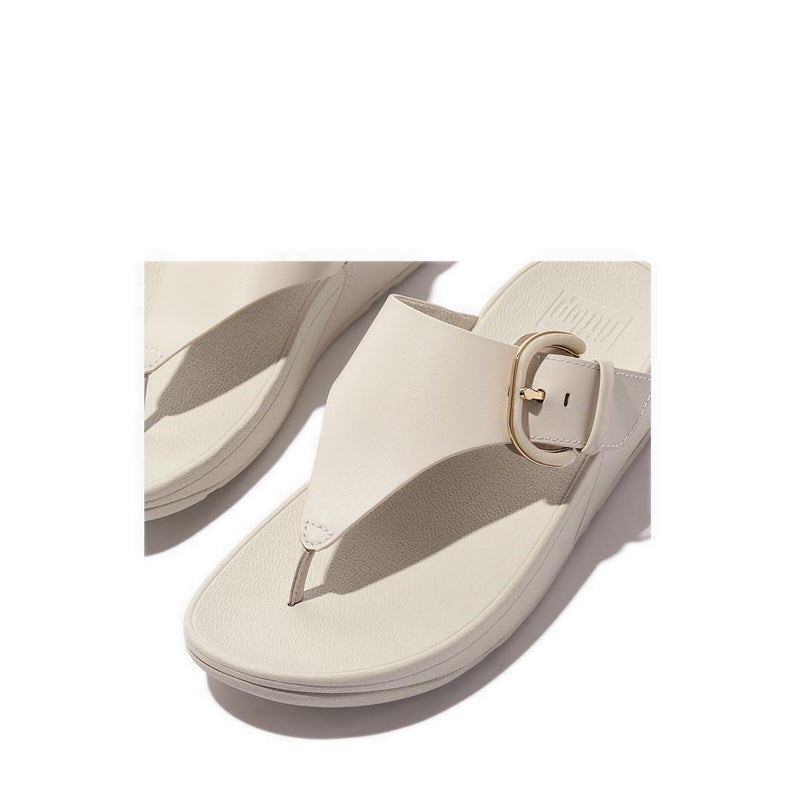 Resin-Buckle Leather Toe-Post Sandals