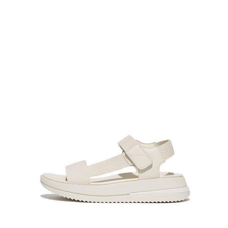 Two-Tone Webbing/Leather Back-Strap Sandals