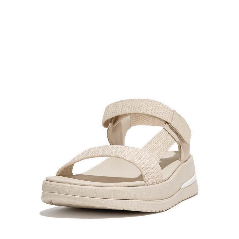 Two-Tone Webbing/Leather Back-Strap Sandals