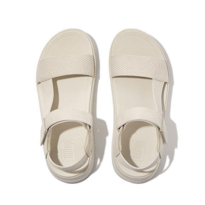 Two-Tone Webbing/Leather Back-Strap Sandals