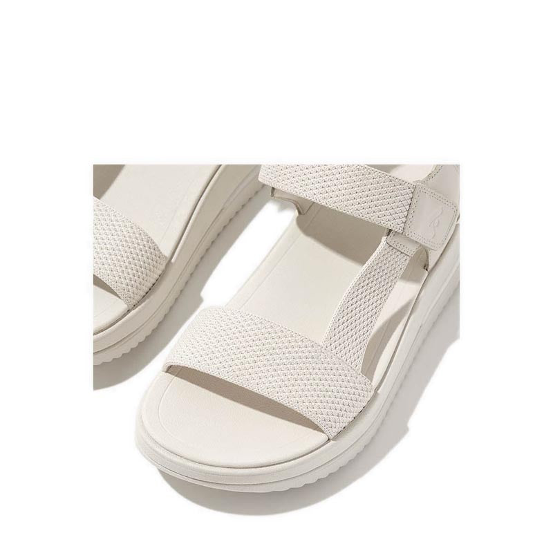 Two-Tone Webbing/Leather Back-Strap Sandals