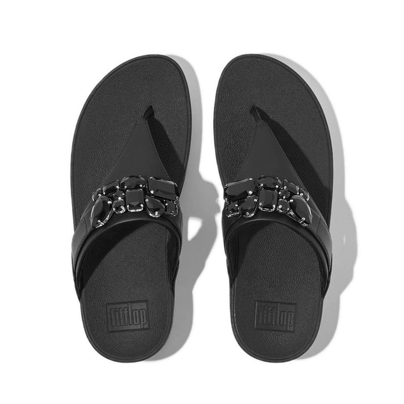 Jewel-Deluxe Leather Toe-Post Sandals